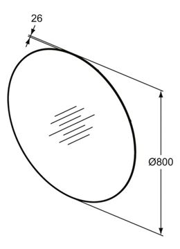 IDEAL STANDARD CONCA zrcadlo 80 cm, s osvětlením T3958BH Technický nákres