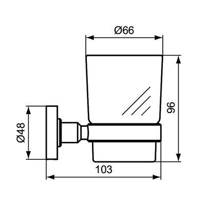 IDEAL STANDARD IOM držák kartáčků s pohárkem, nástěnný, sklo, černá A9120XG Technický nákres