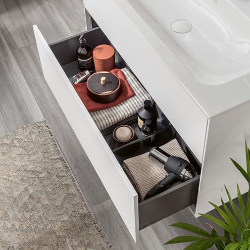 VILLEROY & BOCH FINION skříňka pod umyvadlo 79,6x49,8x59,1 cm, 2 zásuvky, Push-open, Glossy White Lacquer F01000GF Obrázek - fotka