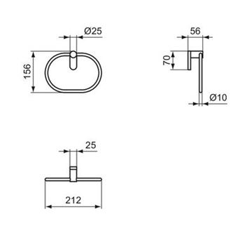 IDEAL STANDARD CONCA držák ručníku 212 mm, kartáčované zlato T4503A2 Technický nákres