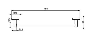 IDEAL STANDARD IOM držák ručníku 450 mm, černá A9117XG Technický nákres