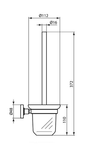 IDEAL STANDARD IOM WC štětka, nástěnná, sklo, černá A9119XG Technický nákres