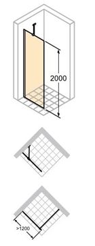 HÜPPE SOLVA boční stěna 90x200 cm, lesklá stříbrná/čiré sklo S20703.092.321 Technický nákres