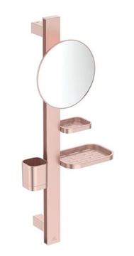 IDEAL STANDARD ALU+ kosmetické zrcadlo 205 mm, s koupelnovými doplňky, rosé