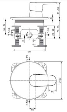 IDEAL STANDARD CERAFINE O sprchová podomíková baterie, chrom A7349AA Technický nákres