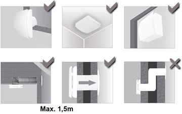 AERAULIQA QD100TBB axiální ventilátor 100 mm, nástěnný/stropní/do okna, s časovačem a zpětnou klapkou PQD0001Q Obrázek - fotka