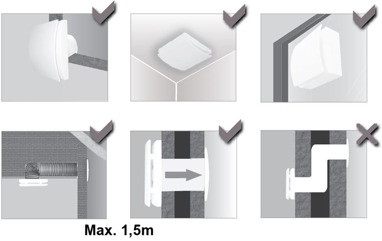 AERAULIQA QD100TBB axiální ventilátor 100 mm, nástěnný/stropní/do okna, s časovačem a zpětnou klapkou PQD0001Q Obrázek - fotka