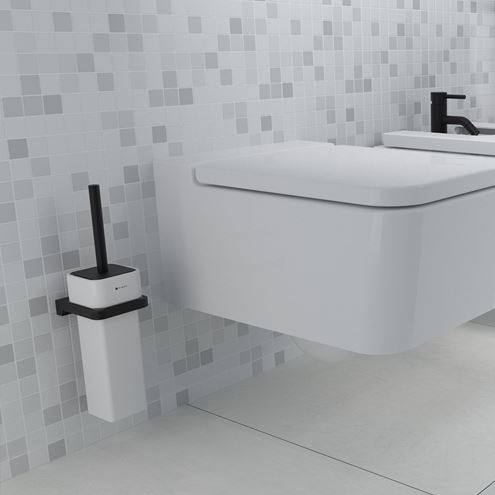 NIMCO MAYA WC kartáč, nástěnný, keramika, černá/bílá MAC 29094K-90 Obrázek - fotka