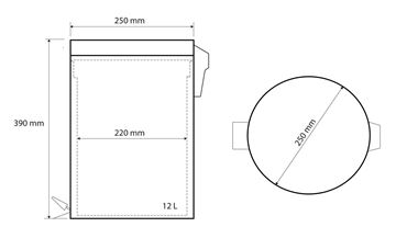 BEMETA odpadkový koš 12 l, na postavení, Soft Close 104315032 Technický nákres