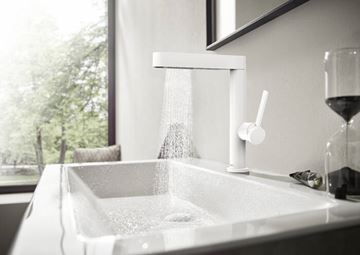 HANSGROHE FINORIS umyvadlová stojánková baterie, s vytahovací sprškou a odtokovou soupravou, EcoSmart, matná bílá 76063700 Obrázek - fotka