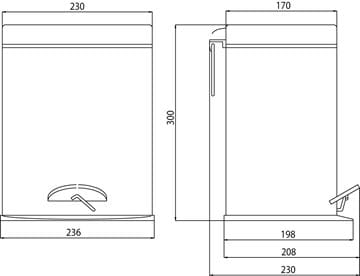 CONCEPT 200 odpadkový koš 5 l, na postavení 010-8470 Technický nákres
