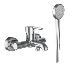 LAUFEN LUA vanová nástěnná baterie, s přepínačem, se sprchovou soupravou, chrom