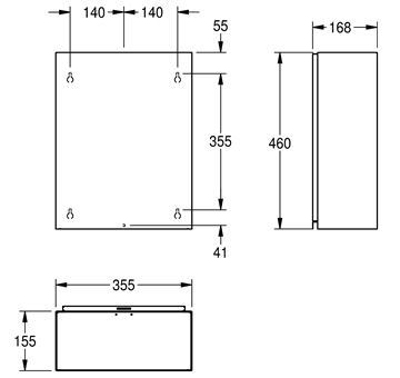 KWC RODAN RODX605 odpadkový koš 23 l, závěsný 2000090061 Technický nákres