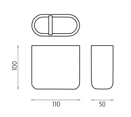 NIMCO KORA nádobka, polyresin, bílá/bambus KO 24057-05 Technický nákres