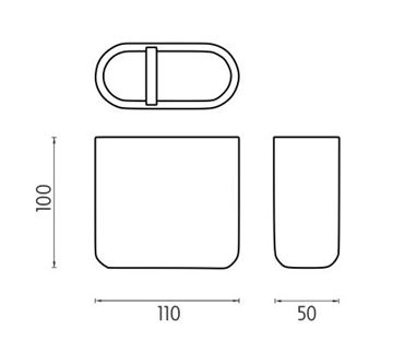 NIMCO KORA nádobka, polyresin, bílá/bambus KO 24057-05 Technický nákres