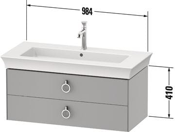 DURAVIT WHITE TULIP skříňka pod umyvadlo 98,4x45,8x41 cm, 2 zásuvky, kamenně šedá vysoký lesk WT43520H2H2 Technický nákres