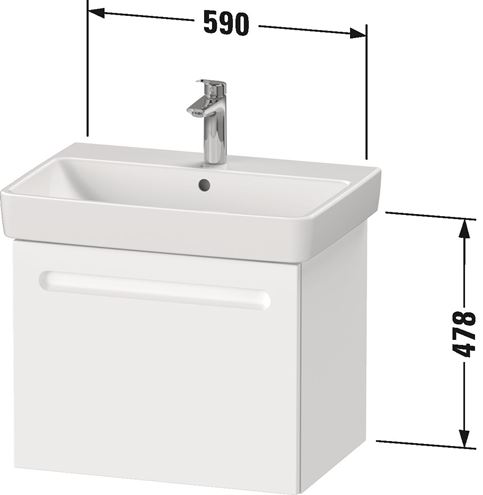 DURAVIT NO.1 skříňka pod umyvadlo 59x42,6x47,8 cm, 1 zásuvka, White matt N14382018180000 Technický nákres