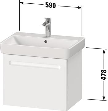 DURAVIT NO.1 skříňka pod umyvadlo 59x42,6x47,8 cm, 1 zásuvka, White matt N14382018180000 Technický nákres