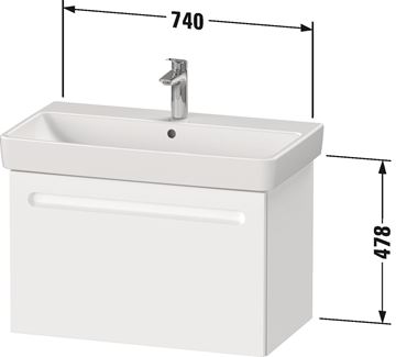 DURAVIT NO.1 skříňka pod umyvadlo 74x42,6x47,8 cm, 1 zásuvka, Graphite matt N14283049490000 Technický nákres