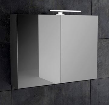 CONCEPT 250 zrcadlová skříňka 80x60x16 cm, osvětlení, s vypínačem a el. zásuvkou, antracit lesk PTA-017 Obrázek - fotka