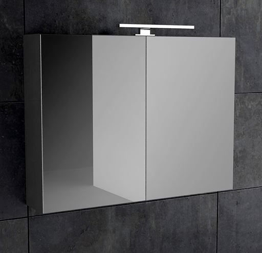 CONCEPT 250 zrcadlová skříňka 80x60x16 cm, osvětlení, s vypínačem a el. zásuvkou, antracit lesk PTA-017 Obrázek - fotka