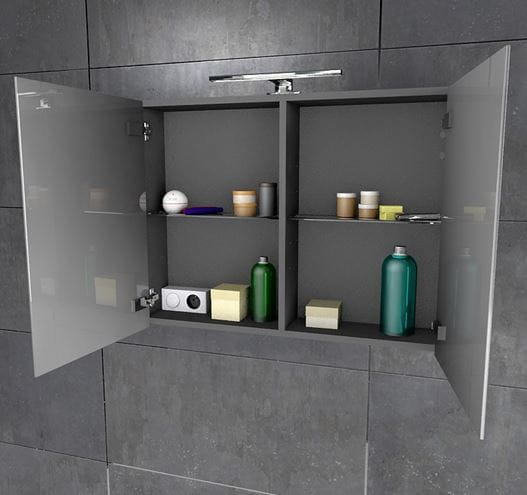 CONCEPT 250 zrcadlová skříňka 60x60x16 cm, osvětlení, s vypínačem a el. zásuvkou, lesklý antracit PTA-015 Obrázek - fotka