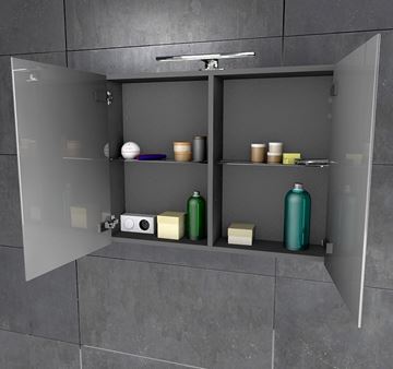 CONCEPT 250 zrcadlová skříňka 100x60x16 cm, osvětlení, s vypínačem a el. zásuvkou, antracit lesk PTA-019 Obrázek - fotka