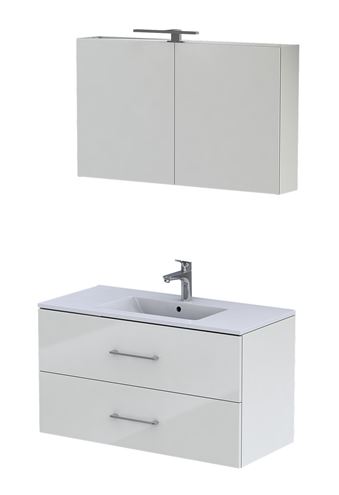 CONCEPT 250 zrcadlová skříňka 100x60x16 cm, osvětlení, s vypínačem a el. zásuvkou, lesklá bílá PTA-018 Obrázek - fotka
