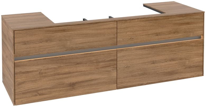 VILLEROY & BOCH COLLARO skříňka pod umyvadlo 160x54,8x50 cm, 4 zásuvky, s osvětlením, Oak Kansas C031B0RH Obrázek - Hlavní obrázek