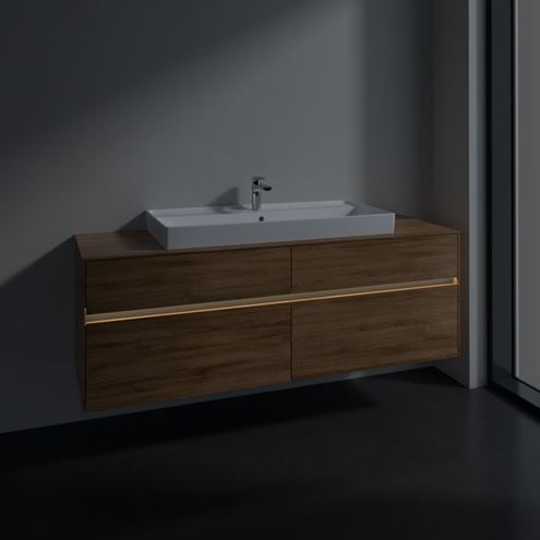 VILLEROY & BOCH COLLARO skříňka pod umyvadlo 160x54,8x50 cm, 4 zásuvky, s osvětlením, Oak Kansas C031B0RH Obrázek - fotka