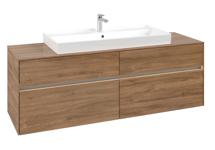 VILLEROY & BOCH COLLARO skříňka pod umyvadlo 160x54,8x50 cm, 4 zásuvky, s osvětlením, Oak Kansas C031B0RH Obrázek - fotka