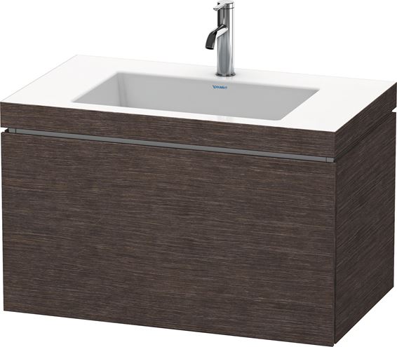 DURAVIT L-CUBE skříňka s umyvadlem 80x48x50 cm, 1 zásuvka, Push-open, dub tmavý kartáčovaný LC6917O7272 Obrázek - Hlavní obrázek