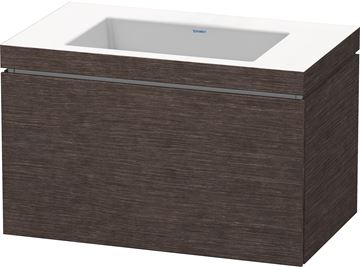 DURAVIT L-CUBE skříňka s umyvadlem 80x48x50 cm, 1 zásuvka, Push-open, dub tmavý kartáčovaný LC6917O7272 Obrázek - fotka