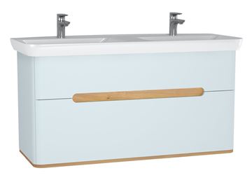 VITRA SENTO skříňka s dvojumyvadlem 130x48x68,5 cm, 2 zásuvky, s osvětlením, white mat