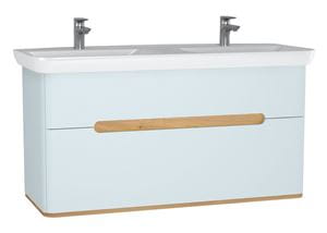 VITRA SENTO skříňka s dvojumyvadlem 130x48x68,5 cm, 2 zásuvky, s osvětlením, white mat