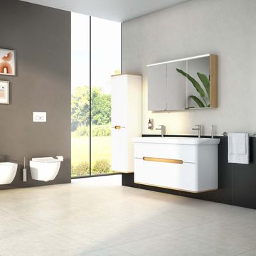 VITRA SENTO skříňka s dvojumyvadlem 130x48x68,5 cm, 2 zásuvky, s osvětlením, white mat 61187 Obrázek - fotka