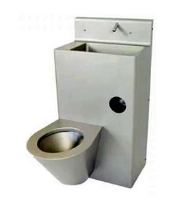 AZP BRNO stacionární WC s umyvadlem, zadní odpad, napájení ze sítě, nerez