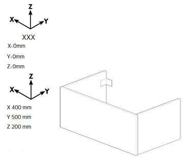 DŘEVOJAS DSD SZZ 040 nízká skříňka 40x50x20 cm, 1 zásuvka, Push-open, dub 222321-T31 Technický nákres