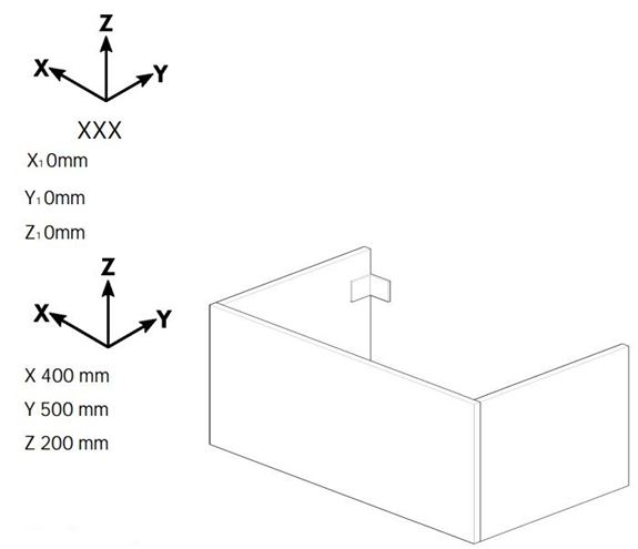 DŘEVOJAS DSD SZZ 040 nízká skříňka 40x50x20 cm, 1 zásuvka, Push-open, dub 222321-T31 Technický nákres