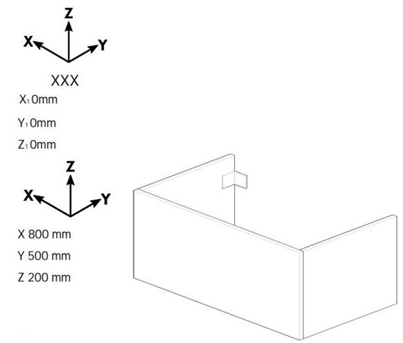 DŘEVOJAS DSD SZZ 80 nízká skříňka 80x50x20 cm, 1 zásuvka, Push-open, matná béžová 255824-T31 Technický nákres