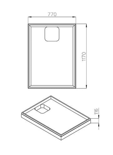 CAYONOPLAN vaničkový nosič 770x1170 mm, polystyren SD 21626 SF Technický nákres