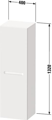 DURAVIT NO.1 nízká skříňka 40x36x132 cm, 1 dvířka, panty vpravo, matný grafit N11308R49490000 Technický nákres