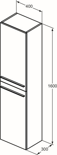 IDEAL STANDARD I.LIFE A vysoká skříňka 40x30x160 cm, 2 dvířka, matná bílá T5260DU Technický nákres