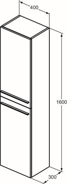 IDEAL STANDARD I.LIFE A vysoká skříňka 40x30x160 cm, 2 dvířka, matná bílá T5260DU Technický nákres