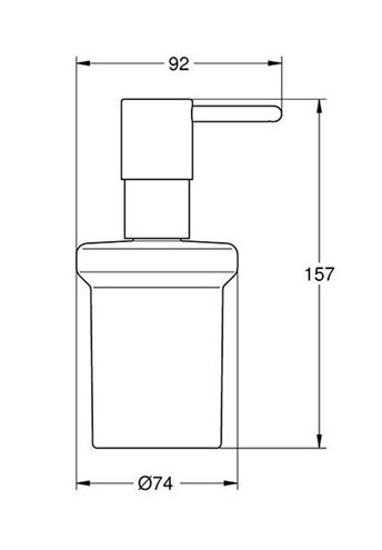 GROHE ESSENTIALS dávkovač tekutého mýdla 160 ml, bez držáku, sklo, kartáčovaný cool sunrise 40394GN1 Technický nákres