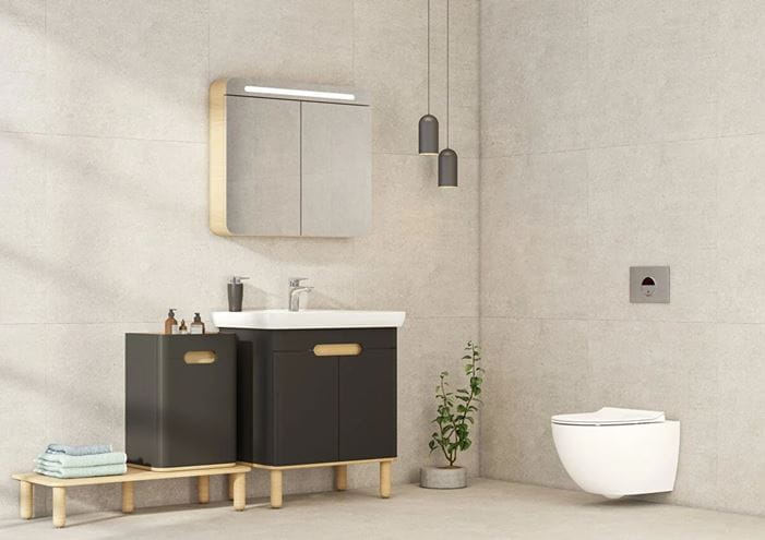VITRA SENTO nízká skříňka 40x29,5x58 cm, 1 dvířka, panty vlevo, antracite mat 60884 Obrázek - fotka