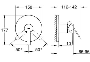 GROHE LINEARE sprchová podomítková baterie, chrom 24063001 Technický nákres