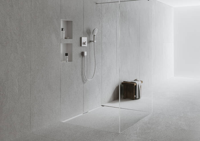 HANSGROHE 900 RAINDRAIN FLEX vrchní sada sprchového žlabu, zkracovatelný, pro instalaci volně na plochu, matná bílá 56045700 Obrázek - fotka
