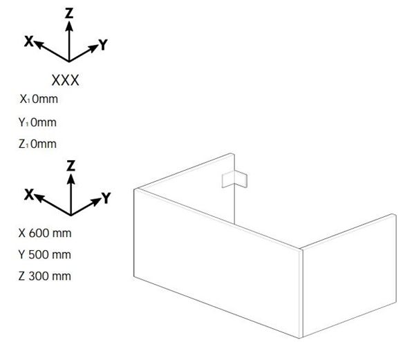 DŘEVOJAS DSD SZZ1 60 nízká skříňka 60x50x30 cm, 1 zásuvka, Push-open, matná černá 225544-T31 Technický nákres