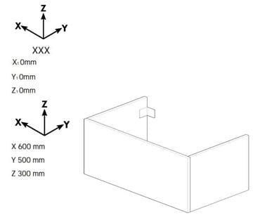 DŘEVOJAS DSD SZZ1 60 nízká skříňka 60x50x30 cm, 1 zásuvka, Push-open, matná černá 225544-T31 Technický nákres